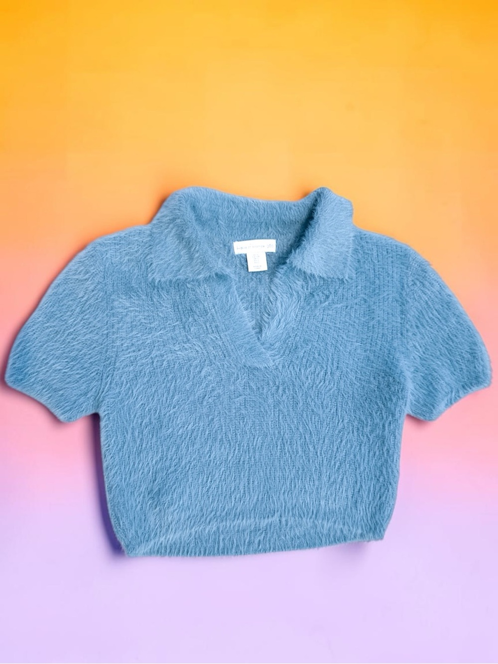 ✨House of Harlow 1960✨Eyelash Crop Polo Sweater✨in light blue✨
